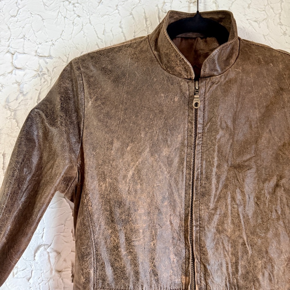Women’s Distressed Brown Leather Jacket - Small
